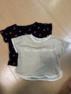 ハート柄Tシャツ、メッセージTシャツセット 80cm