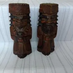 ティキの木彫りの置物TIKI Winner 30cm セット木製スワール無垢材
