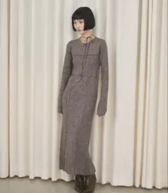 AIC. ビスチェデザインミックスニットロングワンピース