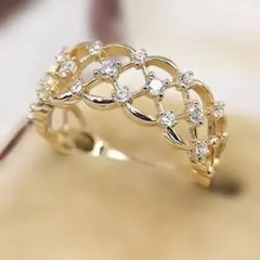 925シルバー モアサナイト 中空レースデザインリング ■5112