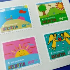 8441 外国切手 スイス 2007年 子どもの絵 セルフ糊シール式
