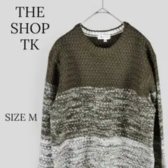 THE SHOP TK ニット セーター カーキ×ホワイト Mのサムネイル
