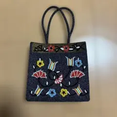 ビーズ刺繍の花柄ハンドメイドバック　ベトナム産