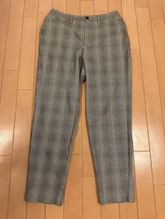 GU チェック柄イージーアンクルパンツ Sサイズ グレー×ベージュ