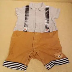 Piccolo ストライプサスペンダー付き半袖ロンパース 70