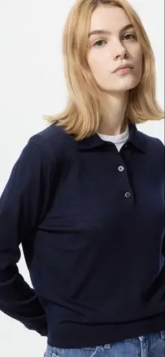ユニクロ メリノポロセーター グレー XL 美品 1回着