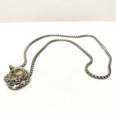 シルバー　ネックレス　リング　3連