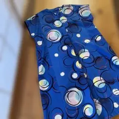 浴衣リメイク　フレンチ袖ワンピース　胸元スリット　L〜LL相当