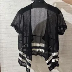 t.b. 半袖 ニット カーディガン ブラック ホワイトのサムネイル