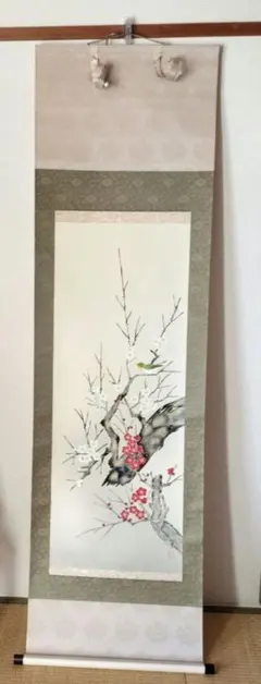 掛軸 日本画 桜井浩堂「紅白梅に鶯」共箱 東洋美術会会員 掛軸 日本画 桜井浩堂「紅白梅に鶯」共箱 東洋美術会会員