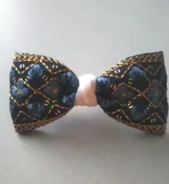 インド刺繍 リボンのヘアピン パッチン ブラック