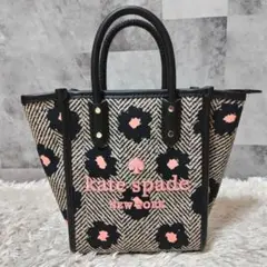 美品✨ケイトスペード エラ ミニ ハンドバッグ 花柄 ヘリンボーン
