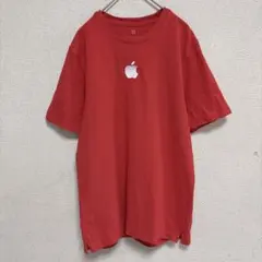 アップル 半袖Tシャツ クルーネック ワンポイント刺繍 【S】 赤 綿 デイリー