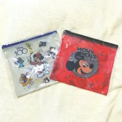 新品　ディズニー　ハッピーくじ　E フラットポーチ　2点セット　ミッキーマウス