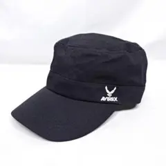 【美品】 AVIREX アヴィレックス ロゴ刺繍 ワークキャップ ブラックのサムネイル