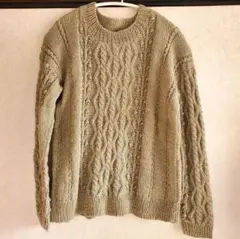 ハンドメイド ケーブルニットセーター