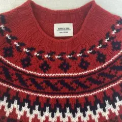 モリスアンドサンズ ノルディックセーター フェアアイルニット赤 34 Bshop