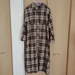 studio CLIP チェック柄 ロングシャツワンピース