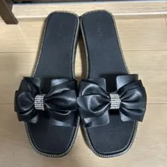 ブラックリボンサンダル