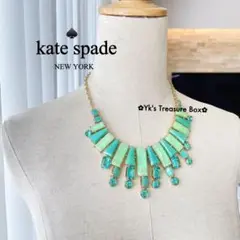 V664/kate spade/希少/透明感アイスグリーン緑ネックレス