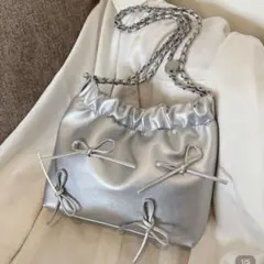 【匿名配送】SHEIN リボンショルダーバッグ　シルバー