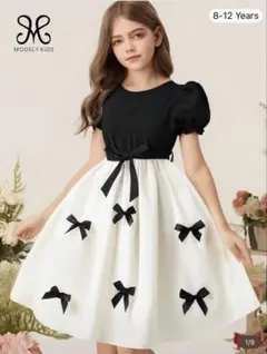 半袖リボンワンピース　130㎝　キッズ　女の子　発表会　りぼん　子供　ガーリー