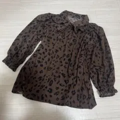 ヒョウ柄 5分袖 平成ギャル y2k 2000s