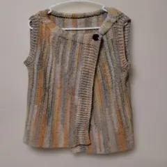 ストライプノースリーブニットベスト