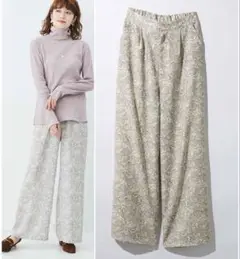美品 MEDE19F モリスの世界をまとうプリントパンツ〈グレー〉 サイズL