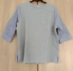 BEAMS HEART グレー/ストライプ 七分袖トップス