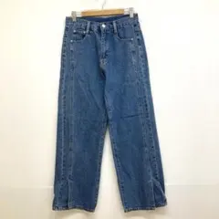 グレイル GRL 裾スリット デニムパンツ 【M】 ストレート インディゴブルー