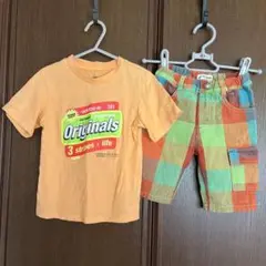 adidas Tシャツ100チェック柄ショートパンツ115セット