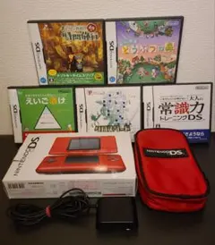 初代Nintendo DS レッド 本体とゲームソフト5本、ケースセット