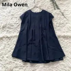 ミラオーウェン ノースリーブ フレア トップス カットソー ネイビー 紺色 XS