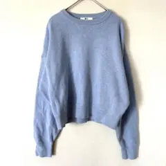 UNIQLO スムースコットンクルーネックセーター　M ブルー　ニット