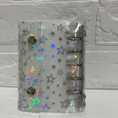 【新品②】3穴 ミニバインダー トレカケース 星 ホログラム クリア ラメ 紫