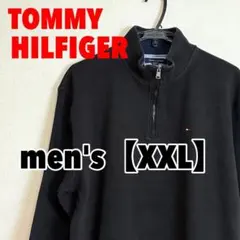 A504【TOMMYHILFIGER】ハーフジップコットンニット【XXL】黒