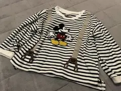 美品☆petit main ミッキー　長袖カットソー　ボーダー