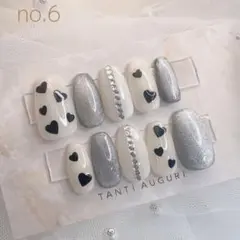 ネイルチップ♡即購入♡オーダー♡黒ハート　シンプル　マグネット　ワンホン　韓国