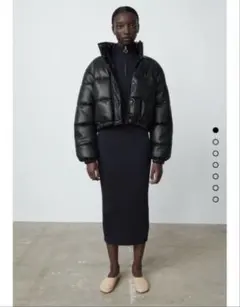 ZARA フェイクレザーショートダウンジャケット