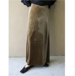 select MOCA by son ベロアIラインロングスカート　カーキ　S