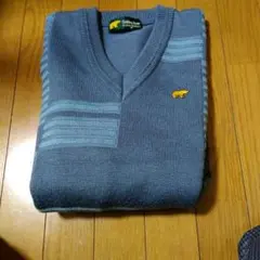 Golden Bear ブルー系 Vネックニットセーター Mサイズ