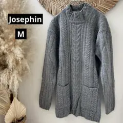 【ジョセフィン】カシミア混・ウールハイネックニット・ケーブルリブ◇グレー・M