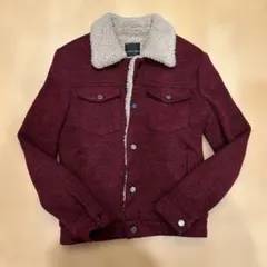 最終値下げ 早い者勝ち ZARA MAN ボア襟付きバーガンディジャケット