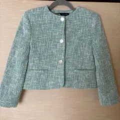ZARA/ノーカラージャケット/ツイード/ライトグリーンのサムネイル