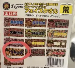 阪神タイガース　顔柄シークレット　ビールかけフェイスタオル 才木浩人