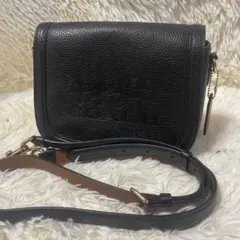✨未使用級✨コーチ　ショルダーバッグ　サドルバッグ　レザー　型押し　黒色