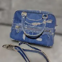 ジャックルコーリスボンミニ ダメージ加工デニム 2WAY ハンドバッグ 