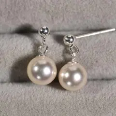 国産あこや真珠 クリームピンク系 7.1mm ピアス（SV925） 真珠