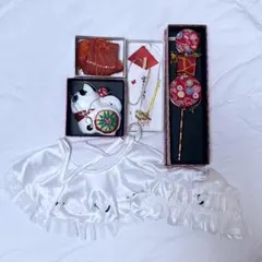 お宮参り小物スタイ帽子セット　女の子